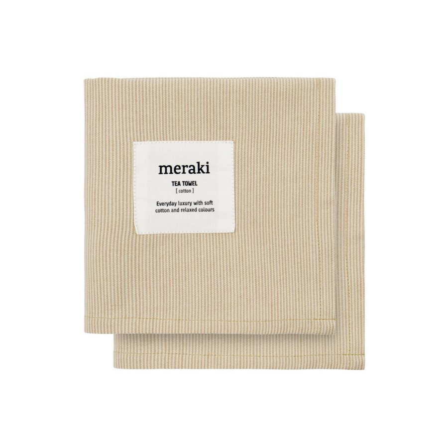 Meraki Verum Geschirrtcher 2er Set 75x55 cm, Off White/Safari