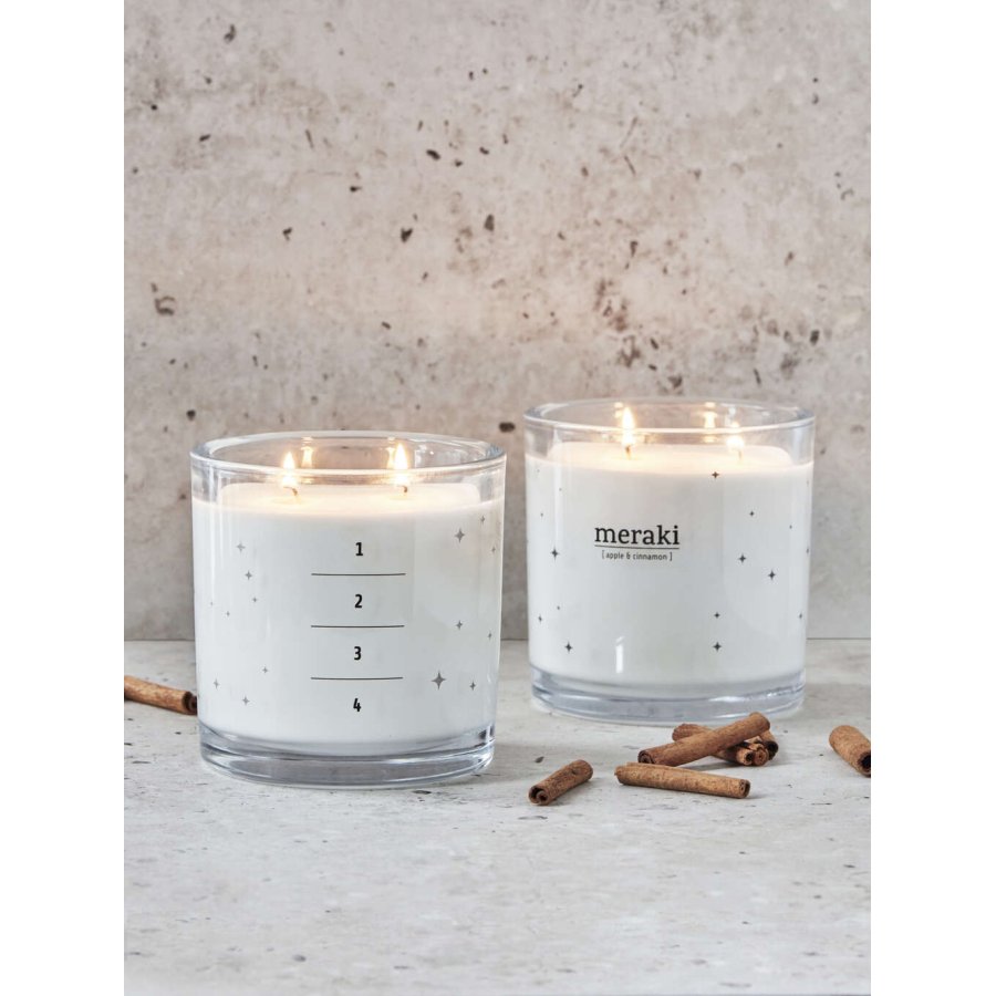 Meraki Advent Duftkerzen 12,5/H12 cm, Apfel und Zimt