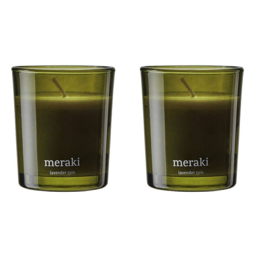 Meraki Duftkerzen 2er Set 6/H7 cm, Lavendelregen