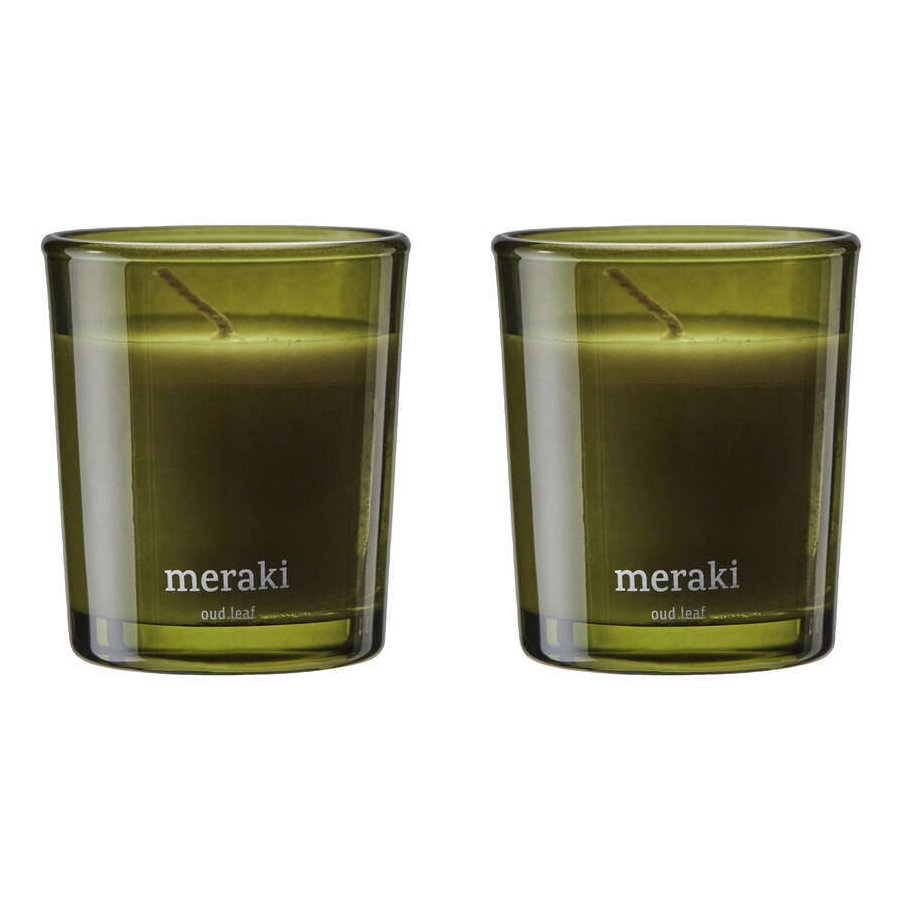 Meraki Duftkerzen 2er Set 6/H7 cm, Oud-Blatt