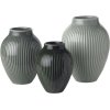 Knabstrup Keramik Ripple Vase 3 stk, Mat Misty Green/Celadon Green/Dark Green