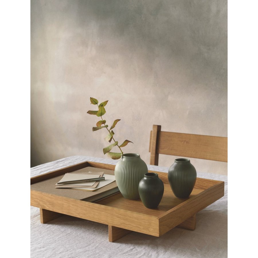 Knabstrup Keramik Ripple Vase 3er Set, Mat Misty Green/Celadon Green/Dark Green