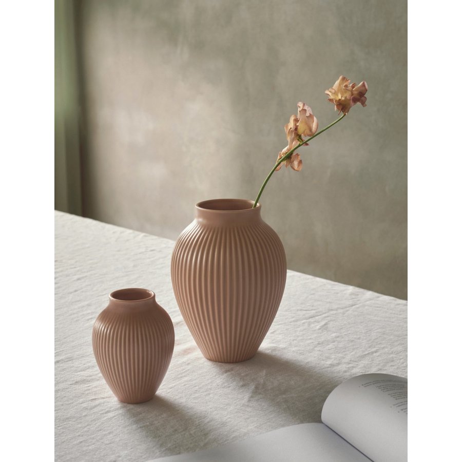 Knabstrup Keramik Ripple Vase H12,5 cm, Mat Dusty Rose