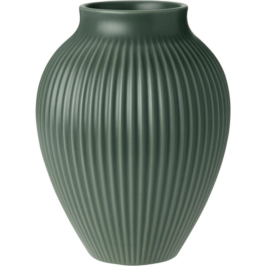 Knabstrup Keramik Ripple Vase H20 cm, Mat Celadon Green