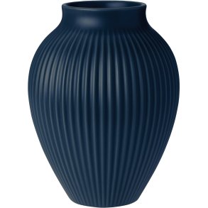 Knabstrup Keramik Ripple Vase H20 cm, Mat Dark Blue