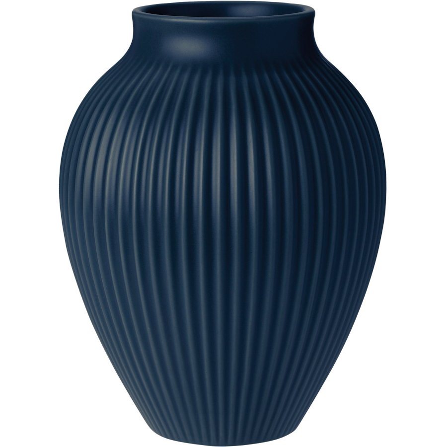 Knabstrup Keramik Ripple Vase H20 cm, Mat Dark Blue