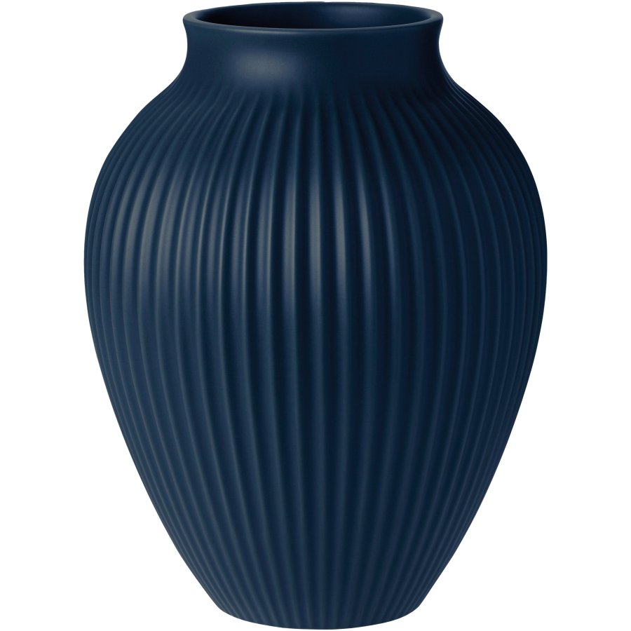 Knabstrup Keramik Ripple Vase H27 cm, Mat Dark Blue