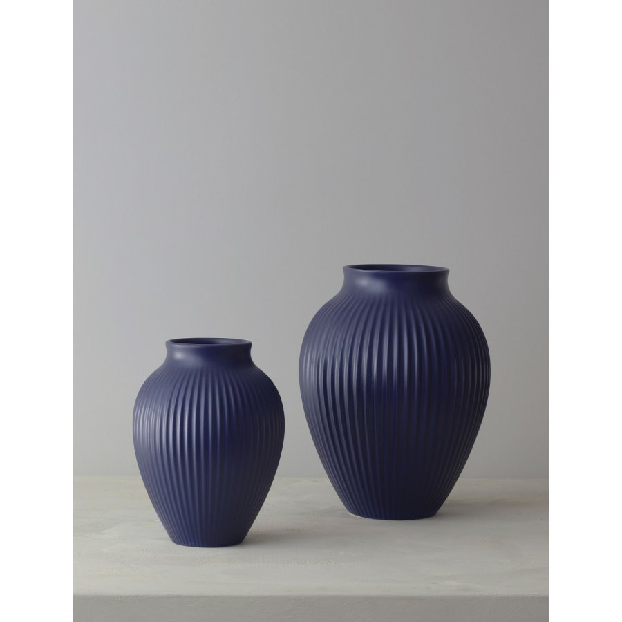 Knabstrup Keramik Ripple Vase H27 cm, Mat Dark Blue