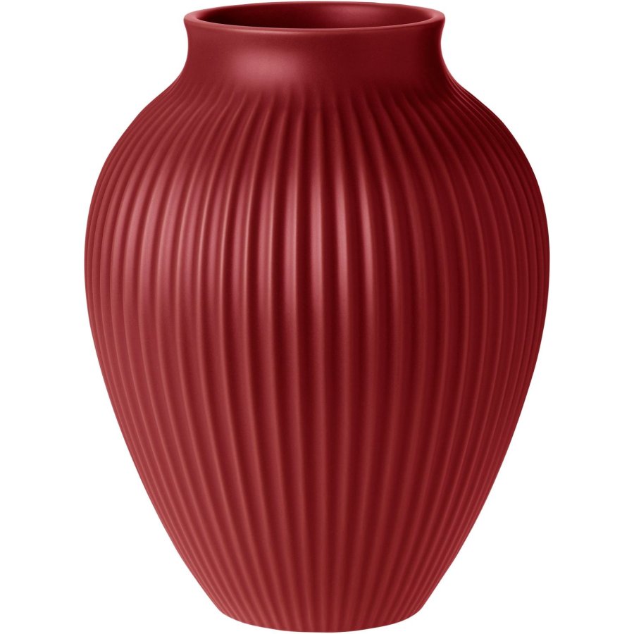 Knabstrup Keramik Ripple Vase H27 cm, Soft Cherry Red