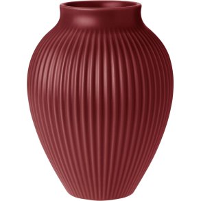 Knabstrup Keramik Ripple Vase H20 cm, Soft Cherry Red