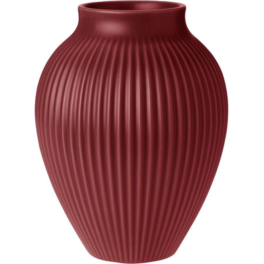Knabstrup Keramik Ripple Vase H20 cm, Soft Cherry Red