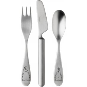 Stelton Una Pingo B�rnebestik 3 Dele, Rustfrit St�l