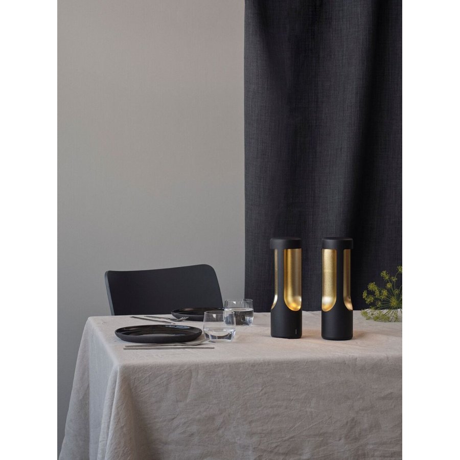 Stelton Elton Portable LED Lampe H26,5 cm, Sort/Messing