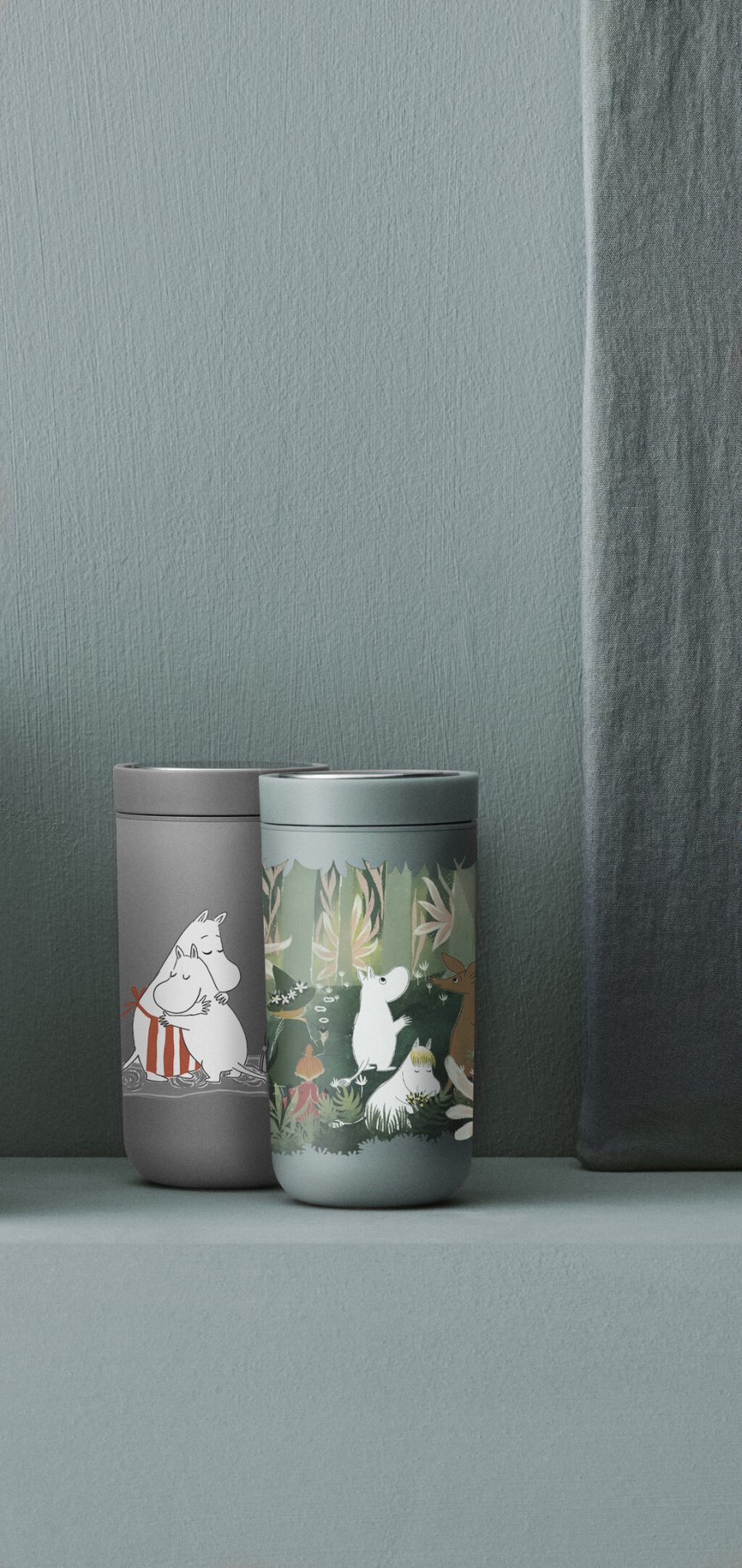 Stelton x Moomin To Go Click Rejsekop 0,4 L, Soft dusty green
