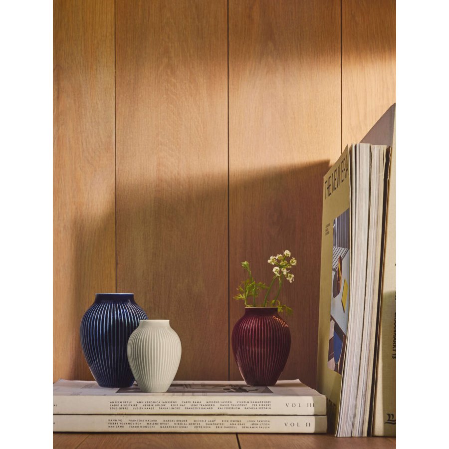 Knabstrup Vase 3er Set, Ripple Berry/Sand/Dunkelblau