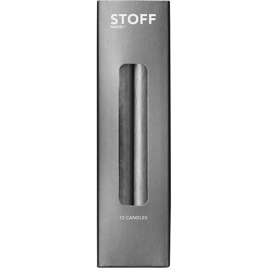 STOFF Nagel Stabkerze 12er Set 18 cm, Anthrazit