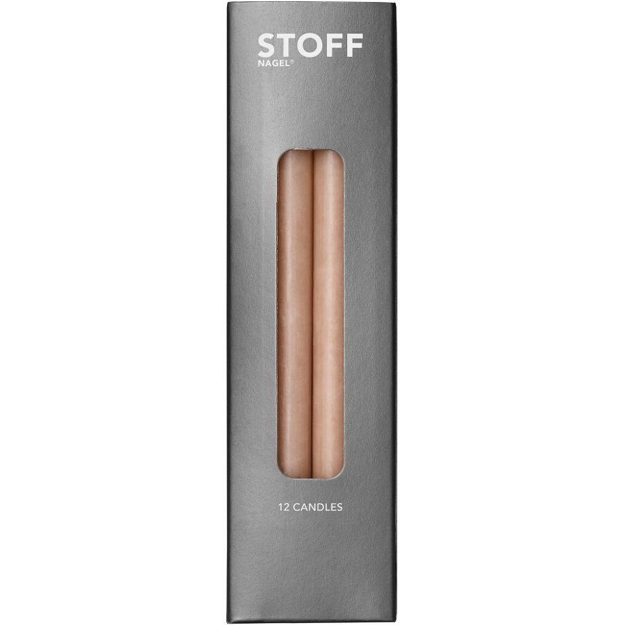 STOFF Nagel Stabkerze 12er Set 18 cm, Beige