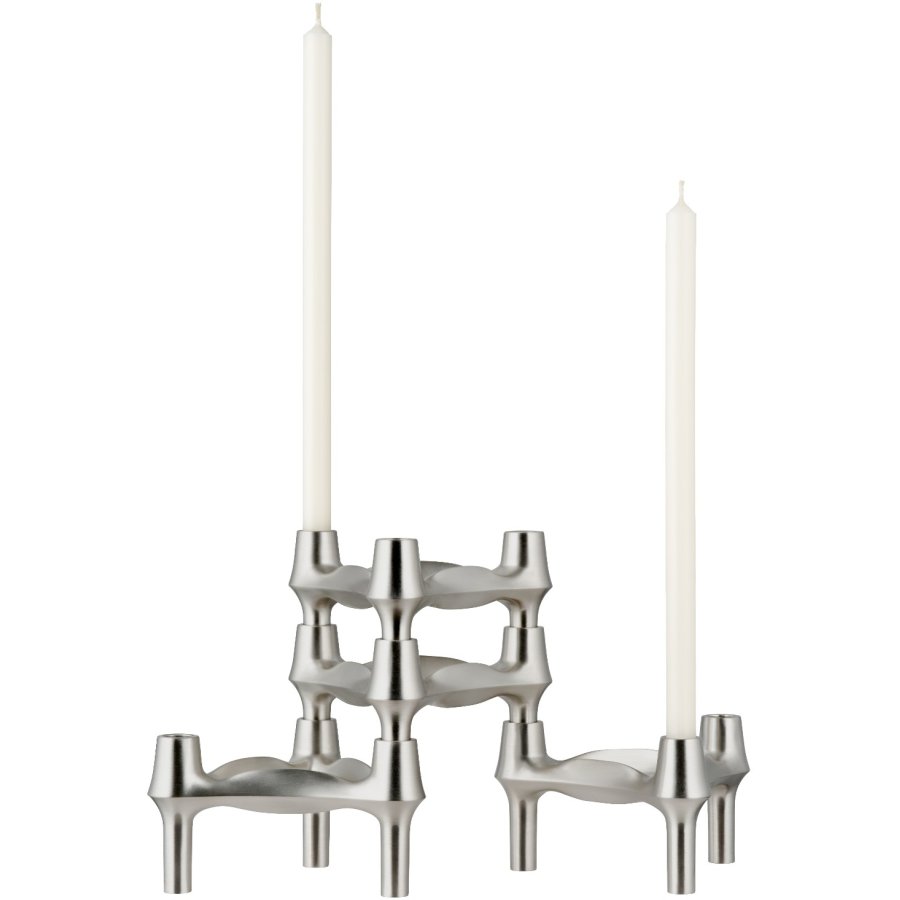 STOFF Nagel BMF Kerzenhalter 3er Set, Gebrstetes Chrom