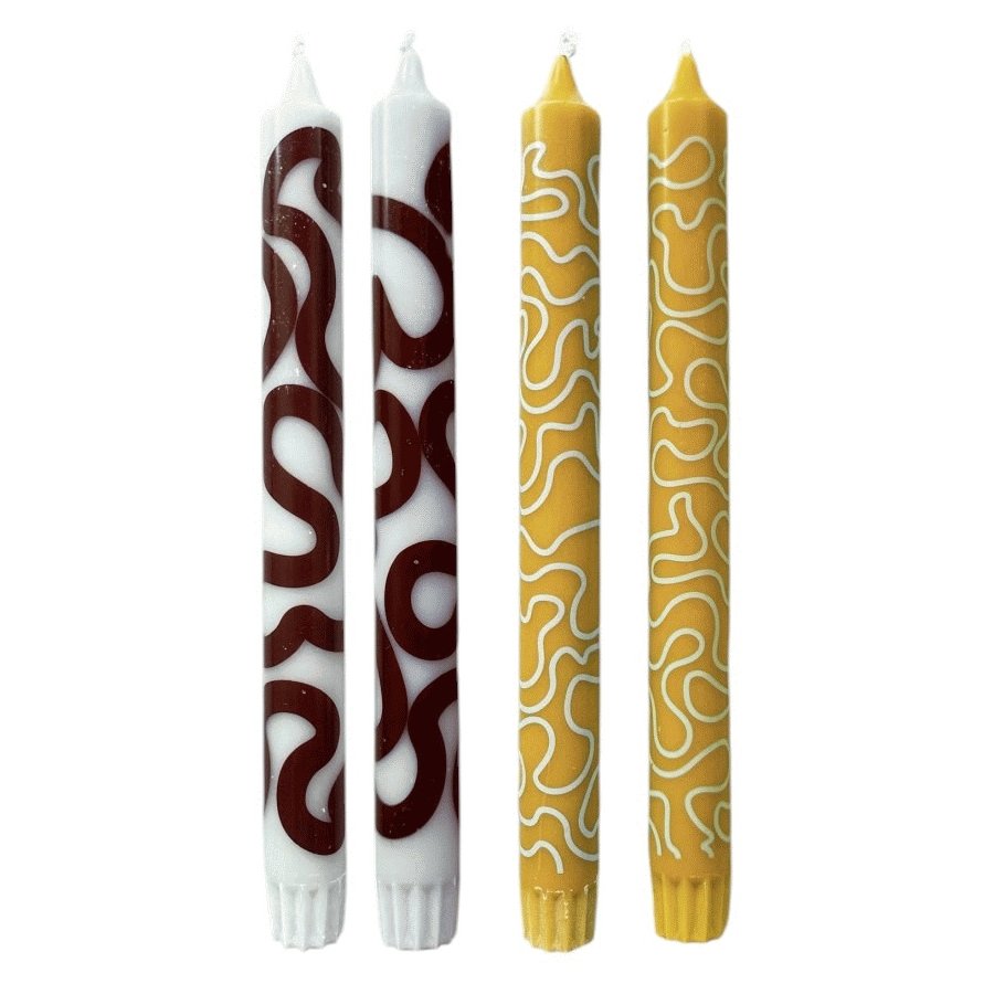 Studio About Stabkerzen 4er Set 2,2xH24 cm, Minze/Ocker