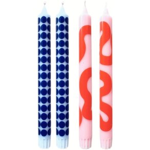 Studio About Stabkerzen 4er Set 2,2xH24 cm, Rosa/Hellblau