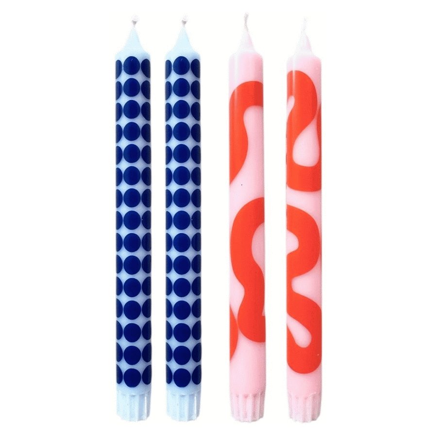 Studio About Stabkerzen 4er Set 2,2xH24 cm, Rosa/Hellblau