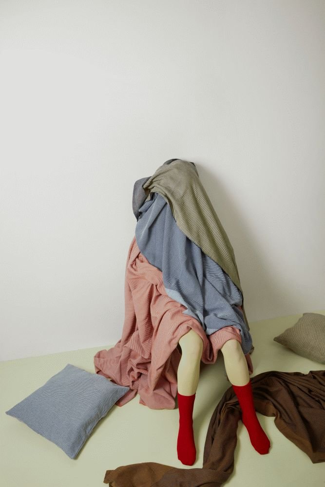 Studio About Decke 260x260 cm, Dunkelblau/Ocker