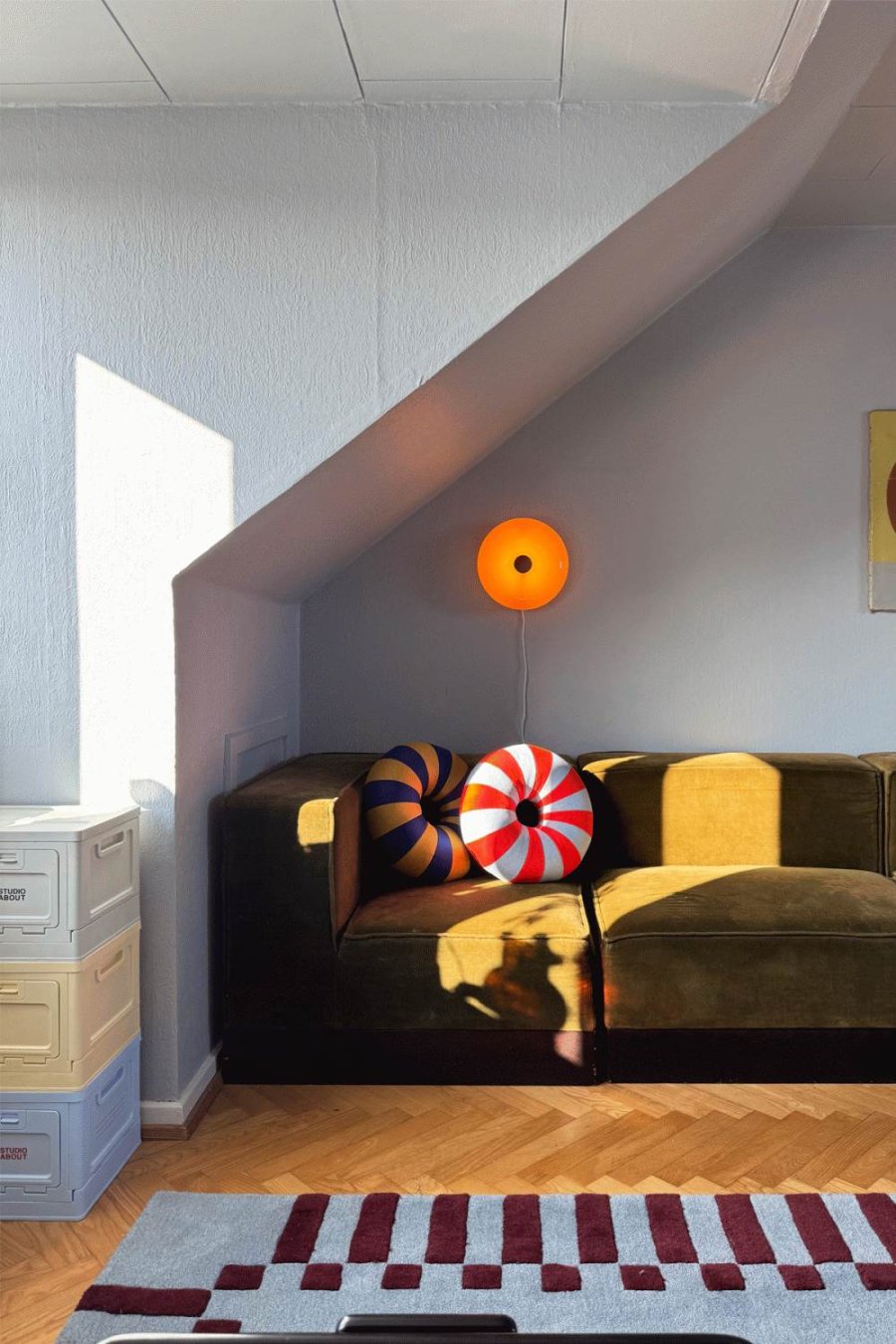 Studio About Float Kissen 40 cm, Dunkelblau/Ocker