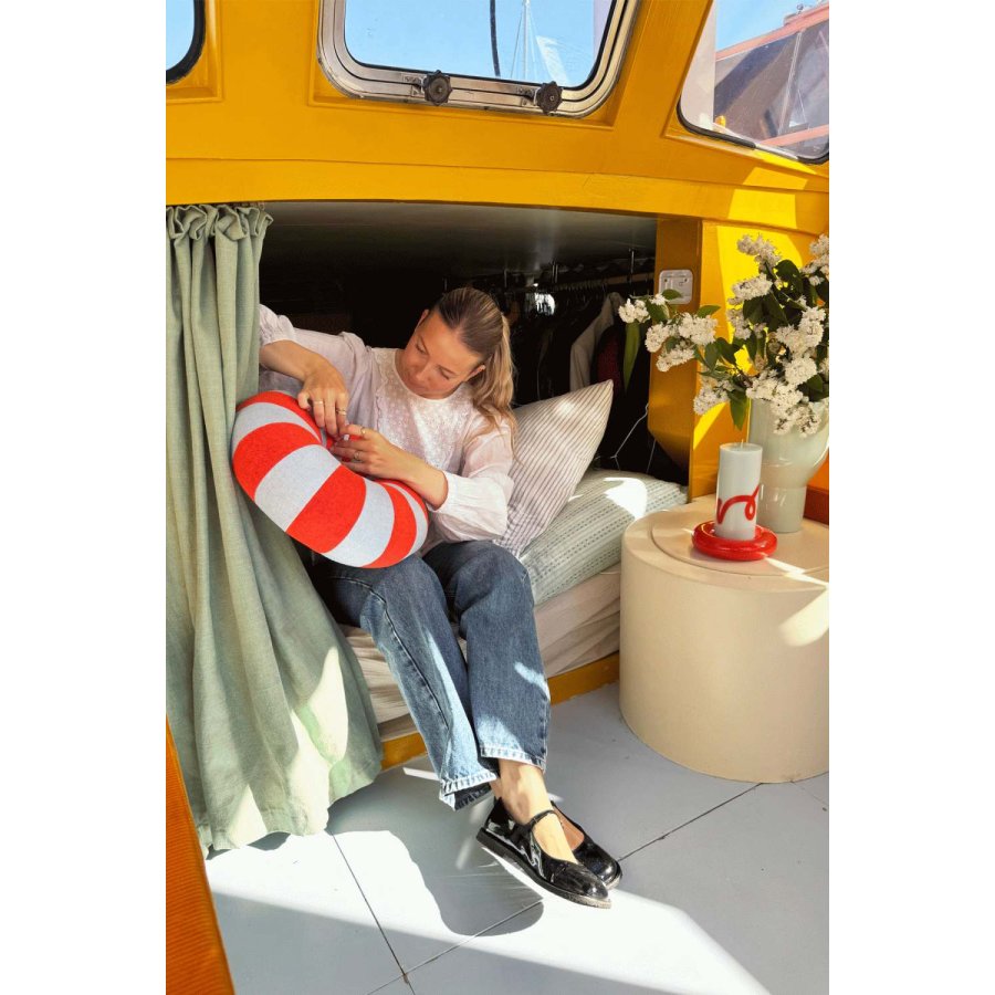 Studio About Blockkerze 7,8xH20 cm, Mint/Rot