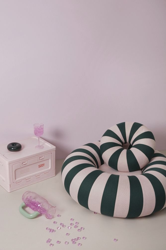 Studio About Float Kissen �40 cm, Dunkelgr&uuml;n/Rosa