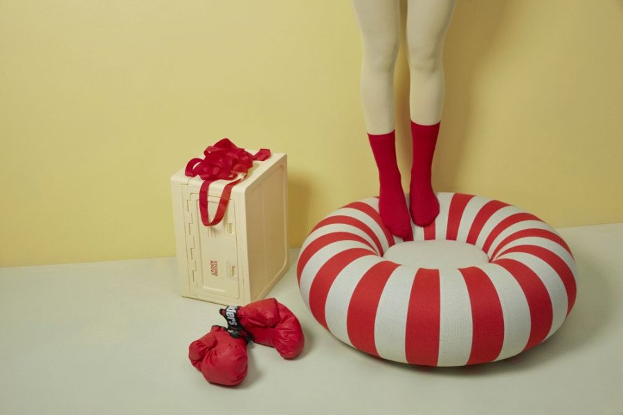 Studio About Float Pouf �80 cm, Rot/Mint