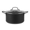Pillivuyt Gourmet Arc Antihaft Kochtopf mit Glasdeckel 5,5 L, Schwarz
