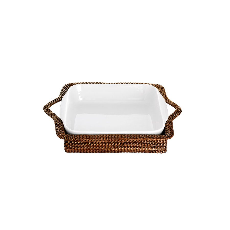 Pillivuyt Korb fr Schale quadratisch 22x22 cm, Hell/Dunkelbraun