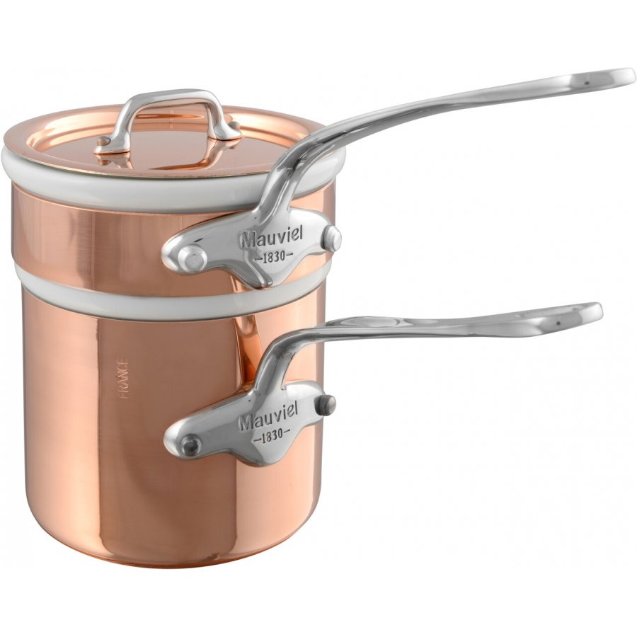 Mauviel M 150s Bain-Marie Med porcelnsindsats 0,8L, Kobber/Stl