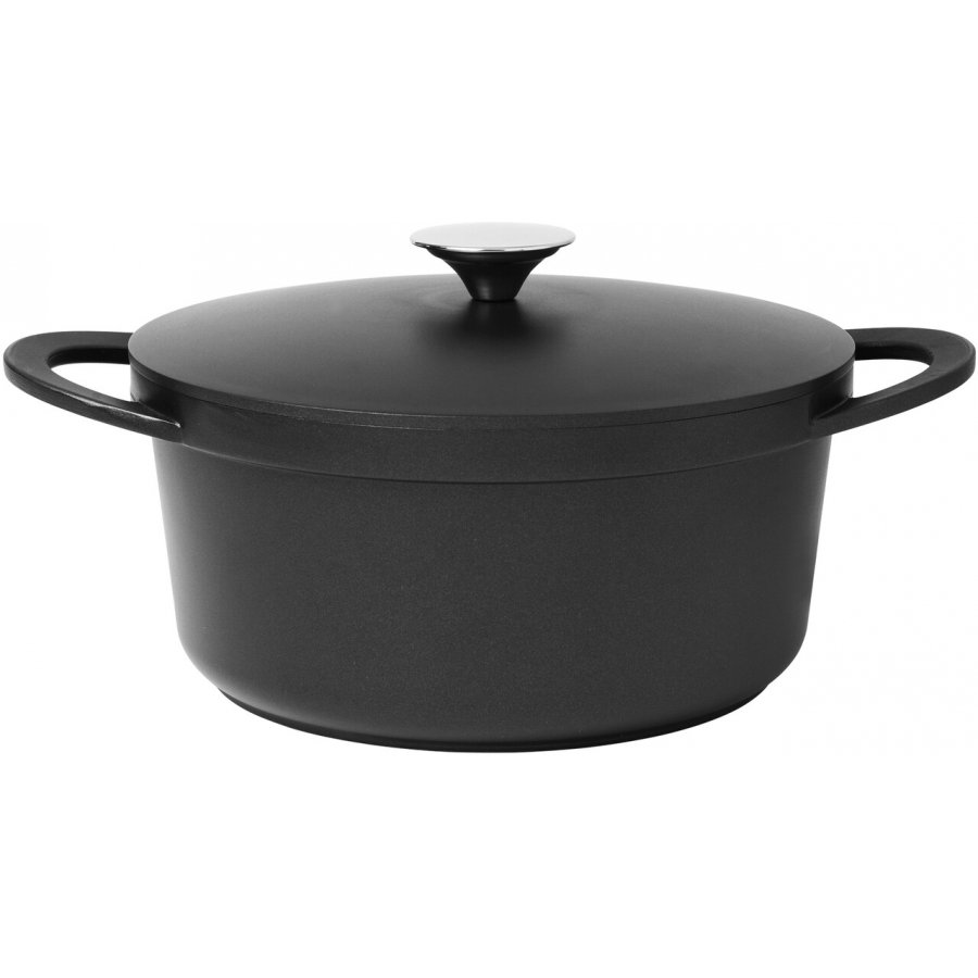 Pillivuyt Marne Kochtopf mit Deckel 4,4L, Schwarzes Aluminium