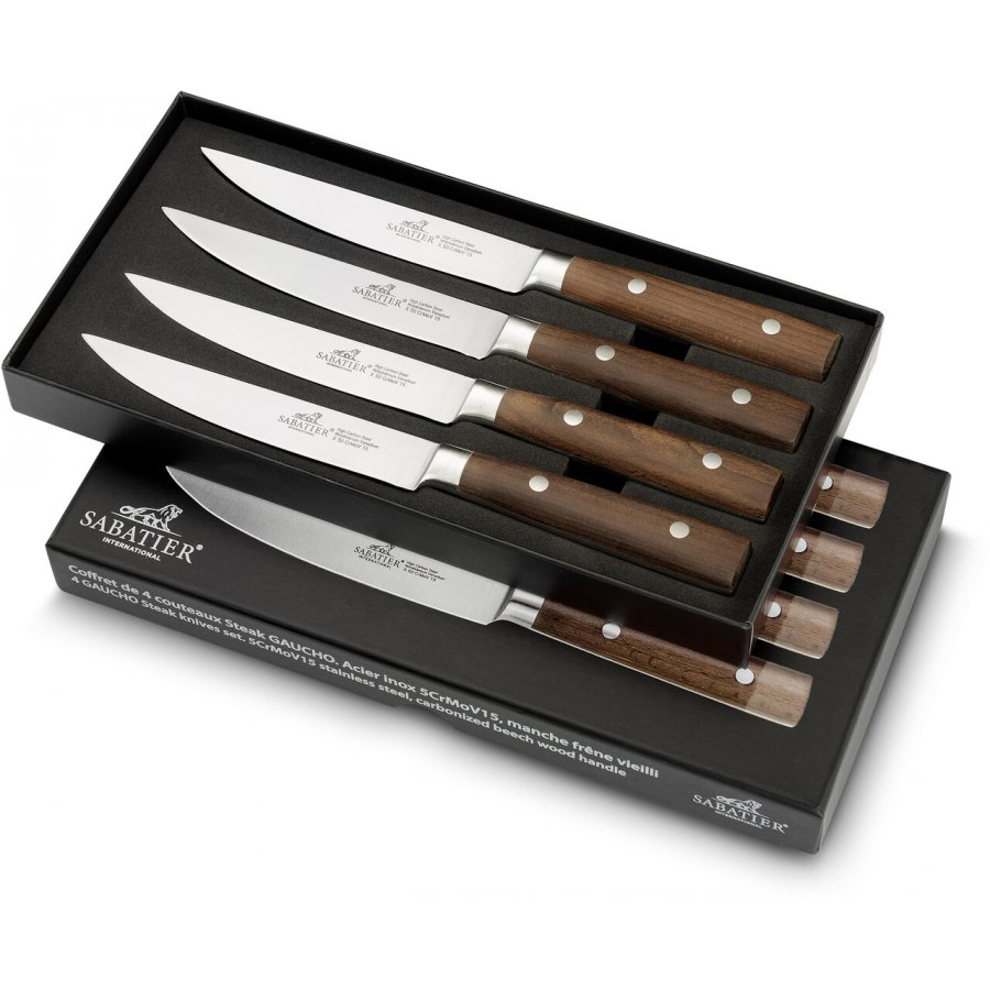 Lion Sabatier Gaucho steakkniv helsmedet 4 stk. stl/mrk brun