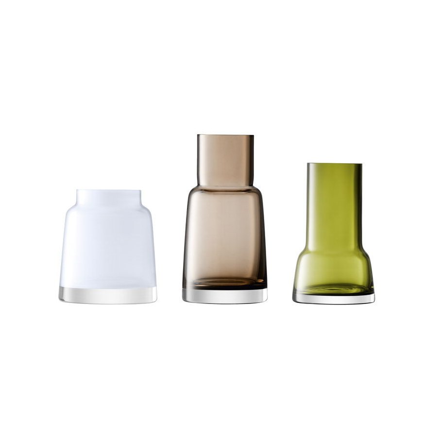 LSA Chimney vase 3 stk. hvid, mokka og grn, 8/12/10,5 cm