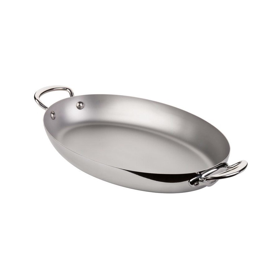 Mauviel Cook Style Oval Pande m. 2 Greb 30 cm, Stl