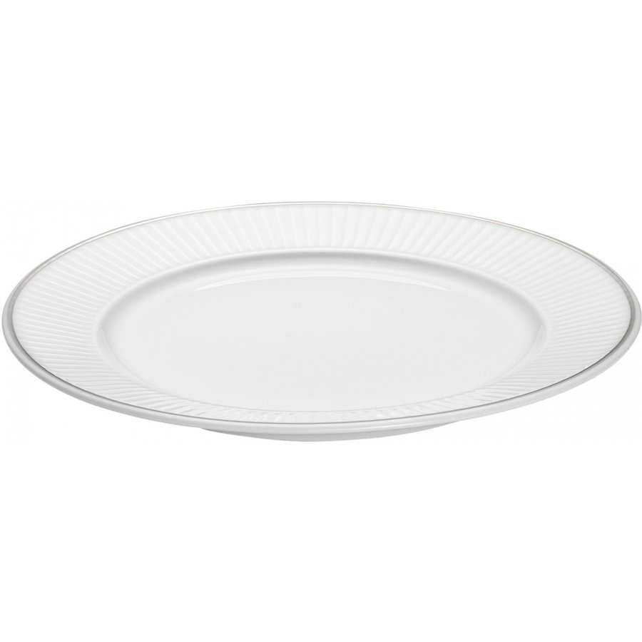 Pillivuyt Vienne Plissé Kagetallerken 17 cm, Hvid/platin