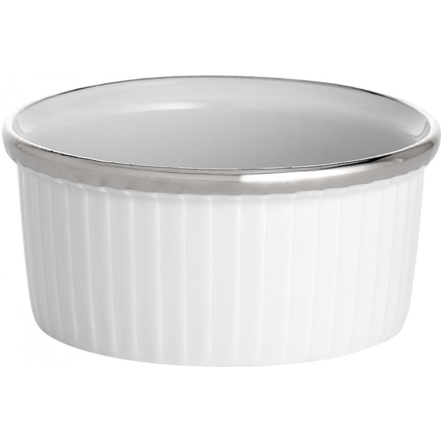 Pillivuyt Bistro Souffléform Niedrig 9 cm, Weiß/Silber