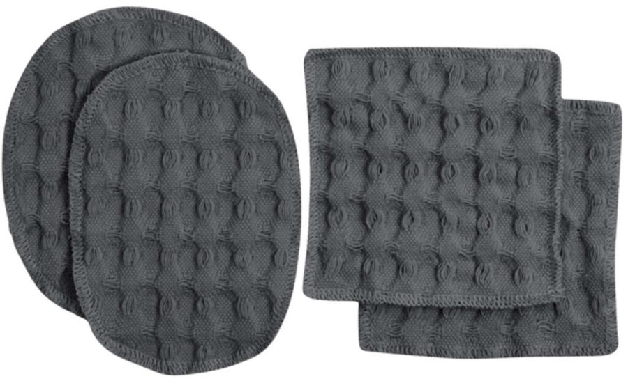 The Organic Company Big Waffle waschbare Abschminkpads 4er Set, Dark Grey