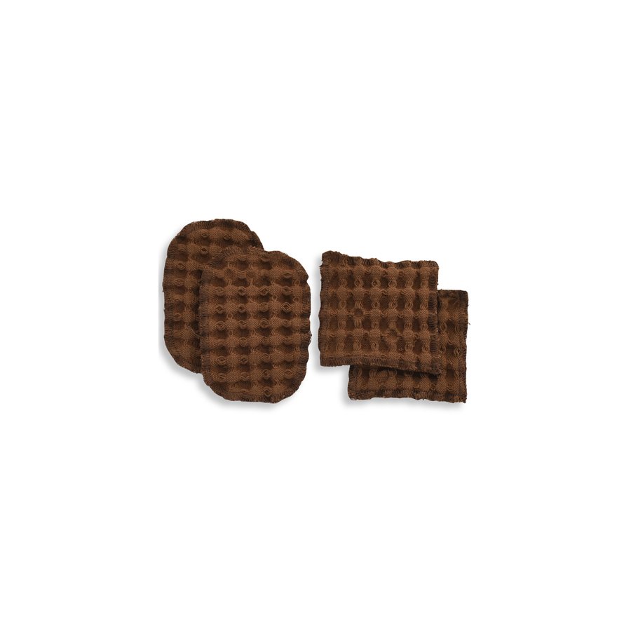 The Organic Company Vaffel Vaskbar Rondel 4 stk, Teak