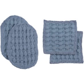 The Organic Company Big Waffle waschbare Abschminkpads 4er Set, Grey Blue
