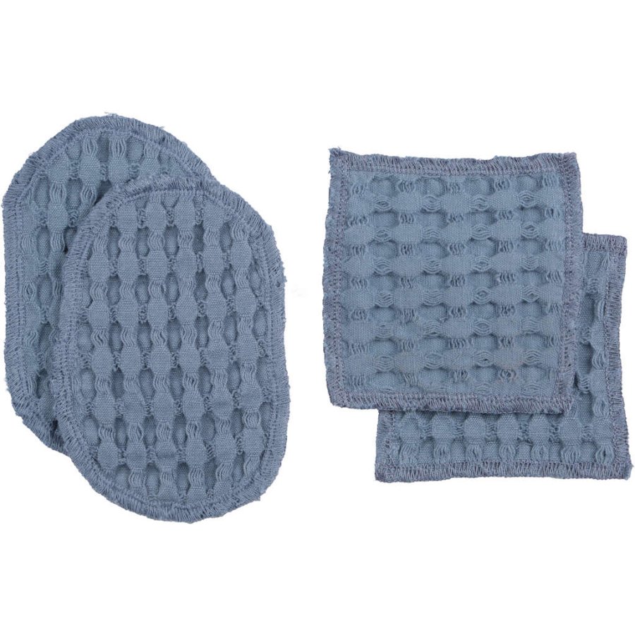 The Organic Company Big Waffle waschbare Abschminkpads 4er Set, Grey Blue