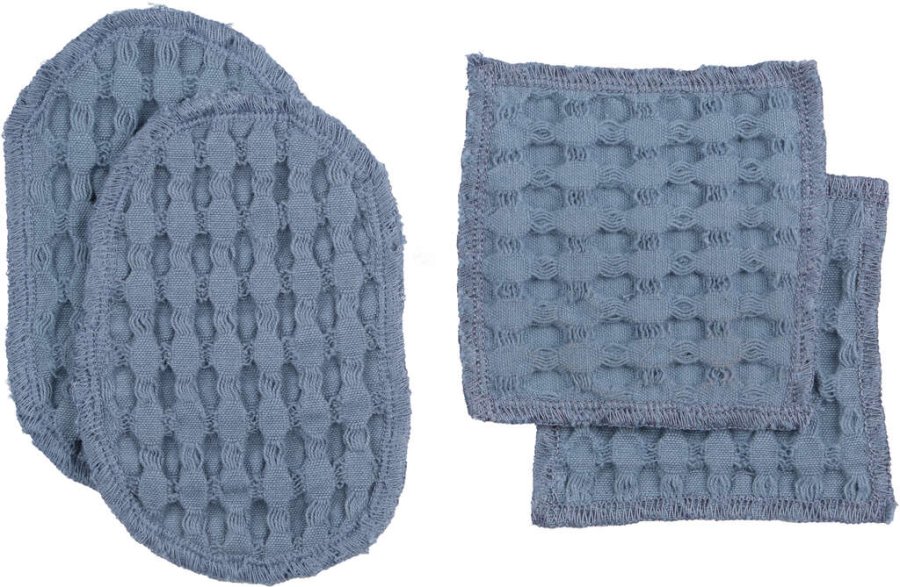 The Organic Company Big Waffle waschbare Abschminkpads 4er Set, Grey Blue