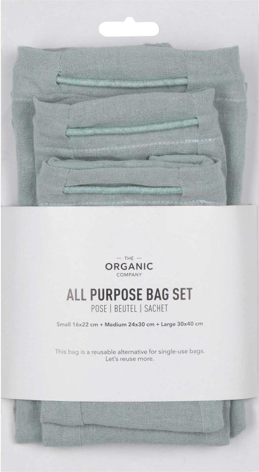 The Organic Company Wiederverwendbare Stoffbeutel 3er Set, Dusty Mint