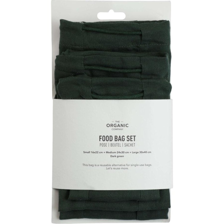 The Organic Company Wiederverwendbare Lebensmitteltasche 3er Set, Darkgreen