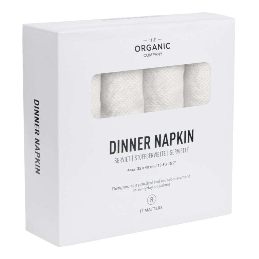 The Organic Company Stoffservietten 4er Set, 35x40 cm, Natural White