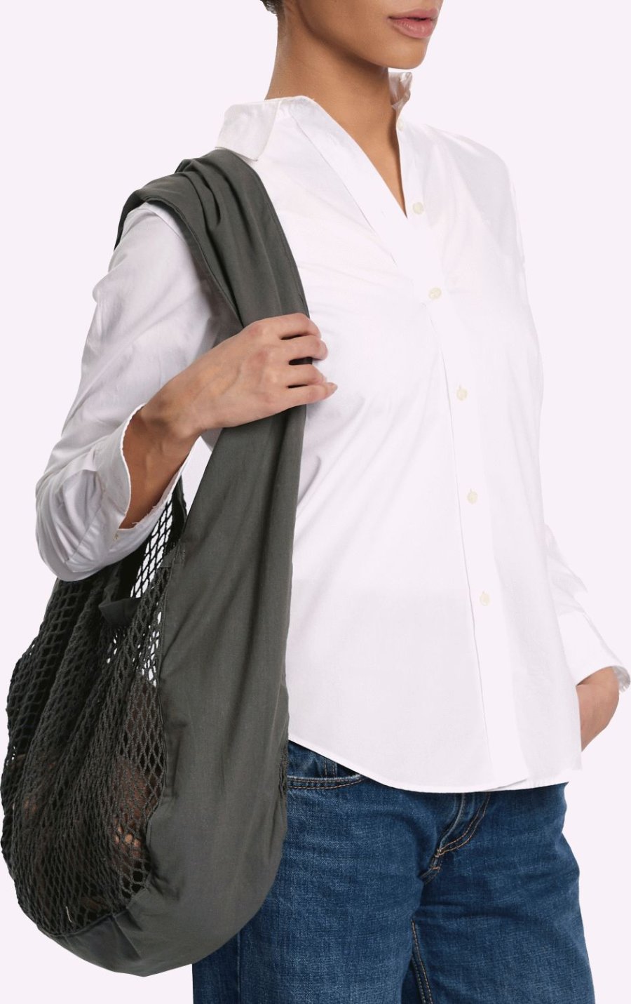 The Organic Company Net Schultertasche 45x44 cm, Dark Grey
