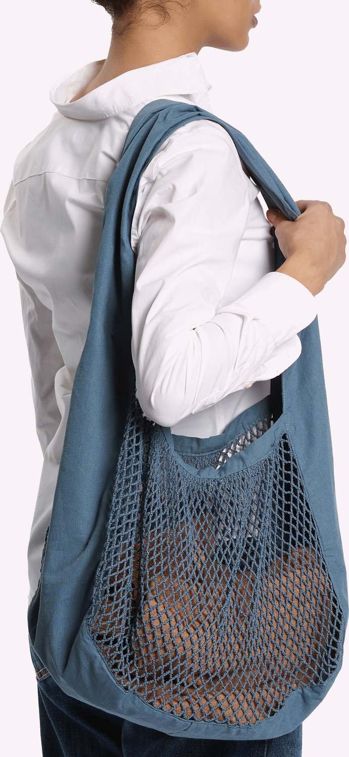 The Organic Company Net Schultertasche 45x44 cm, Grey Blue