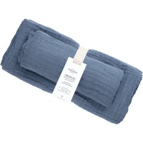The Organic Company FINE Handtuch-Geschenkset, Grey Blue
